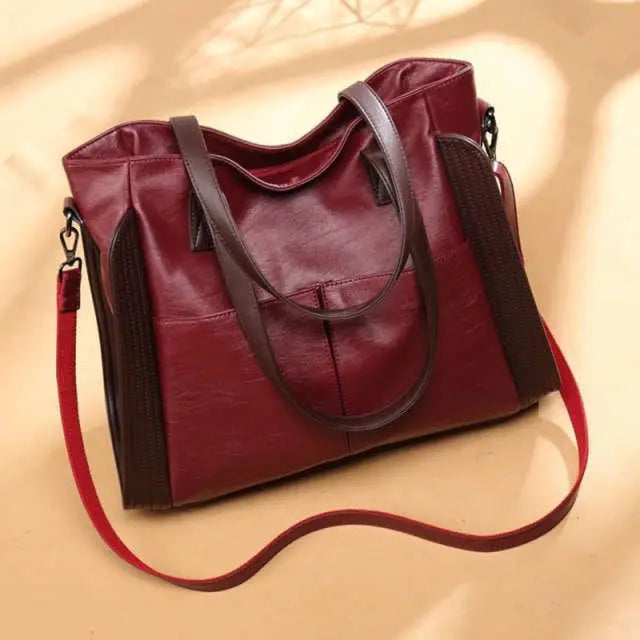 Soft Leather Large Capacity Fashion Tote Handbag