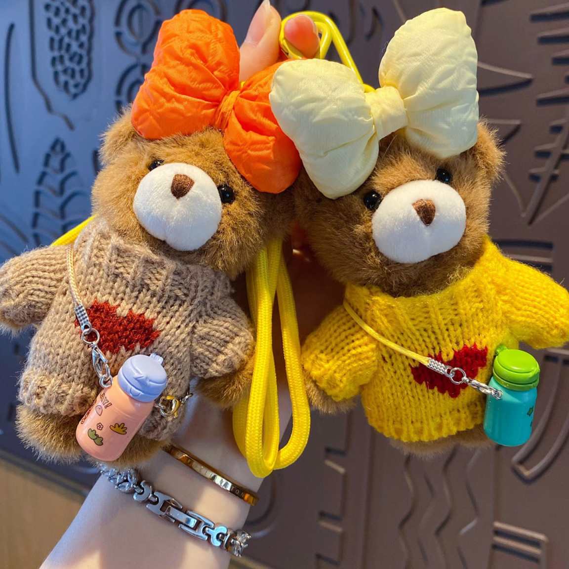 Plush Bear Crossbody Cup Holder Bag Charm