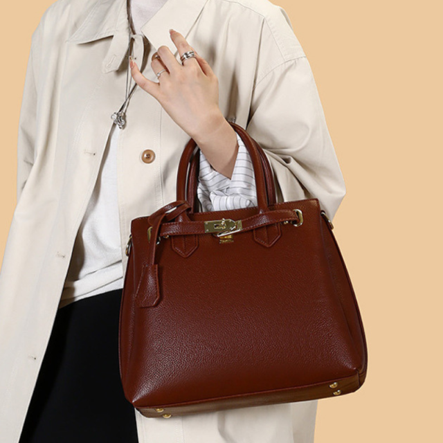 Retro Lychee Pattern Handbag For Women