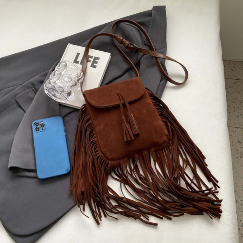 Suede Fringe Women’s Mini Crossbody Bag