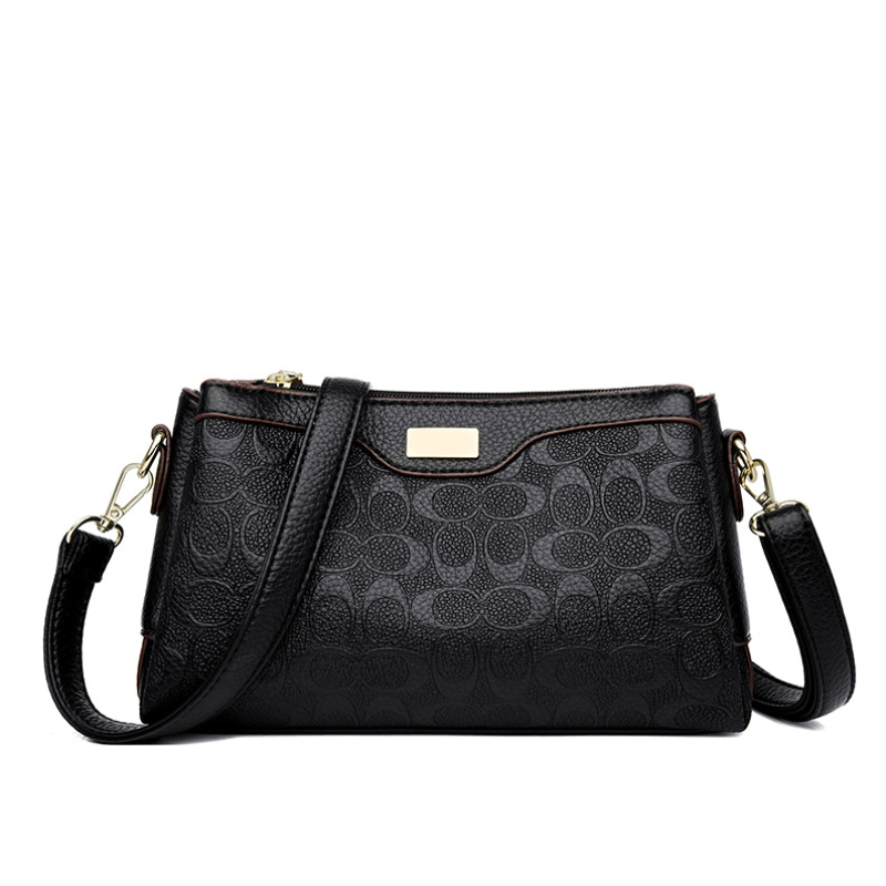 Noir Embossed Accordion Crossbody Bag