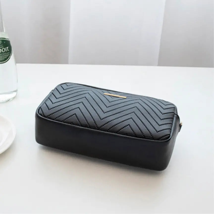 Wave Pattern Embroidered Camera Crossbody Bag