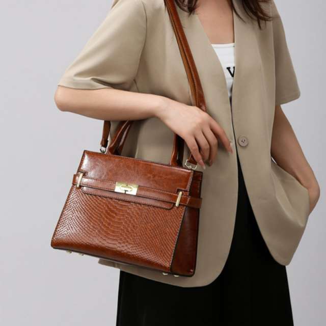 Vintage Structured Embossed Top Handle Handbag