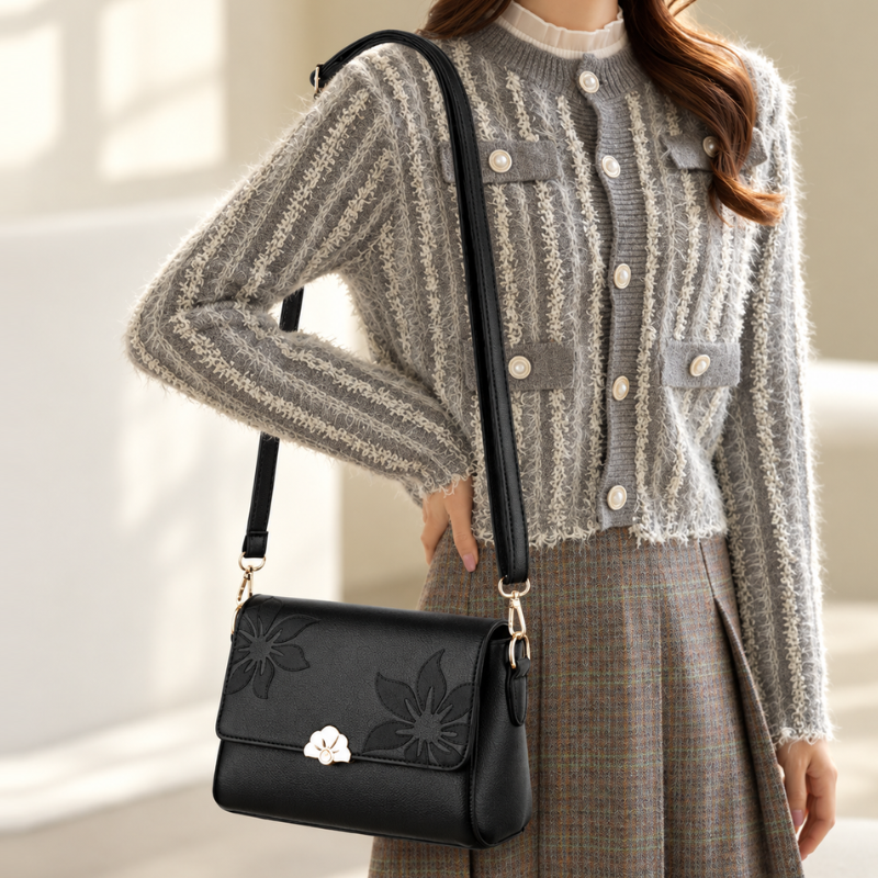 Floral Embossed Classic Crossbody Bag