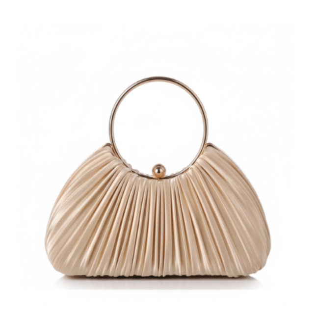 Ruched Ring Handle Clutch For Women