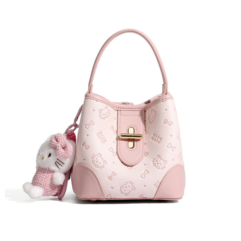 Embossed Cat Print Bucket Bag