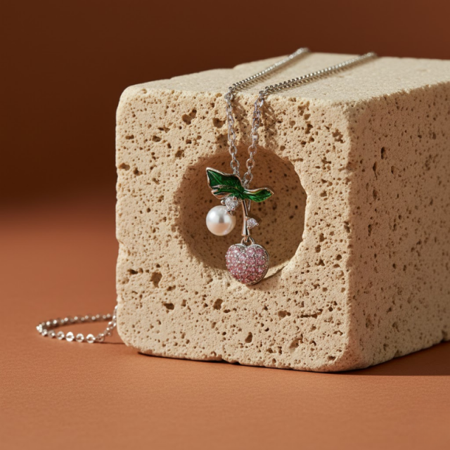 Cherry Zircon Clavicle Necklace