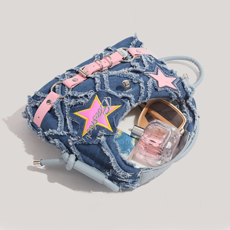 Women’s Crescent Moon Denim Handbag