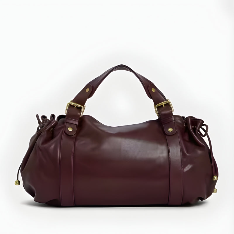 Women's Supple Leather Buckled Handbag