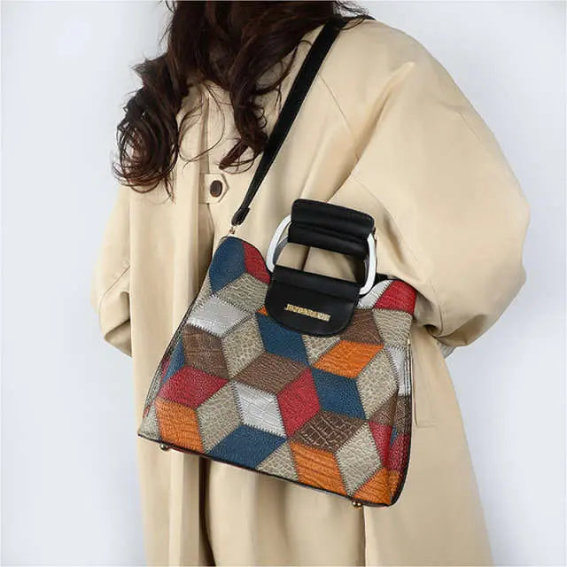 Striped Plaid Multi-Compartment Crossbody Bag