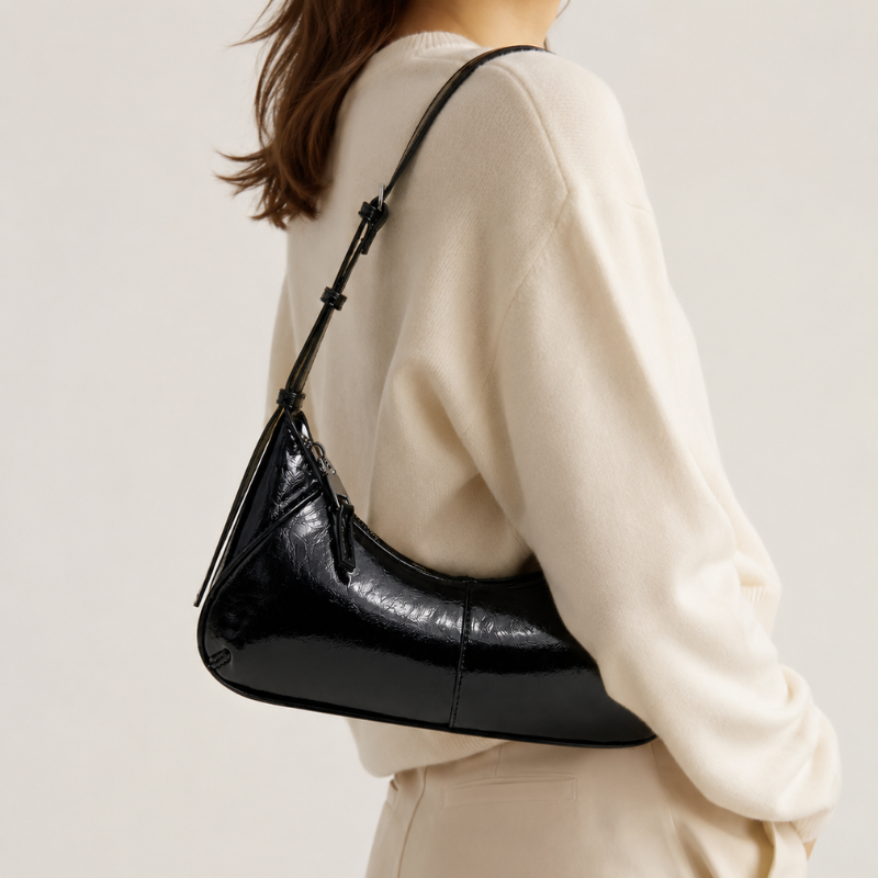 Noir Gloss Underarm Shoulder Bag