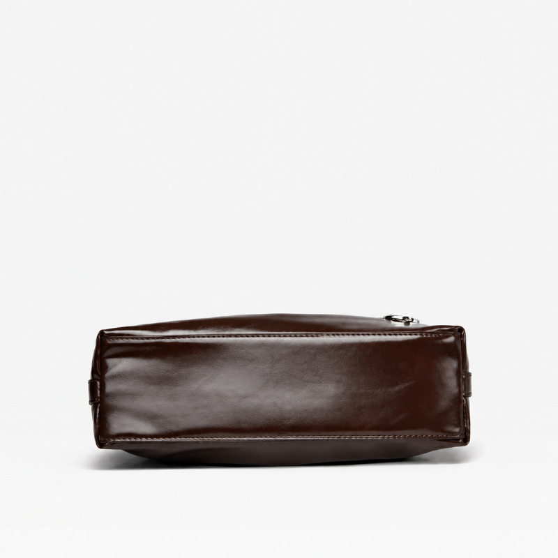Noir Crescent Gloss Shoulder Bag