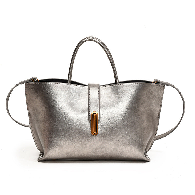 Women's Sleek Glossy Vegan Leather Handbag
