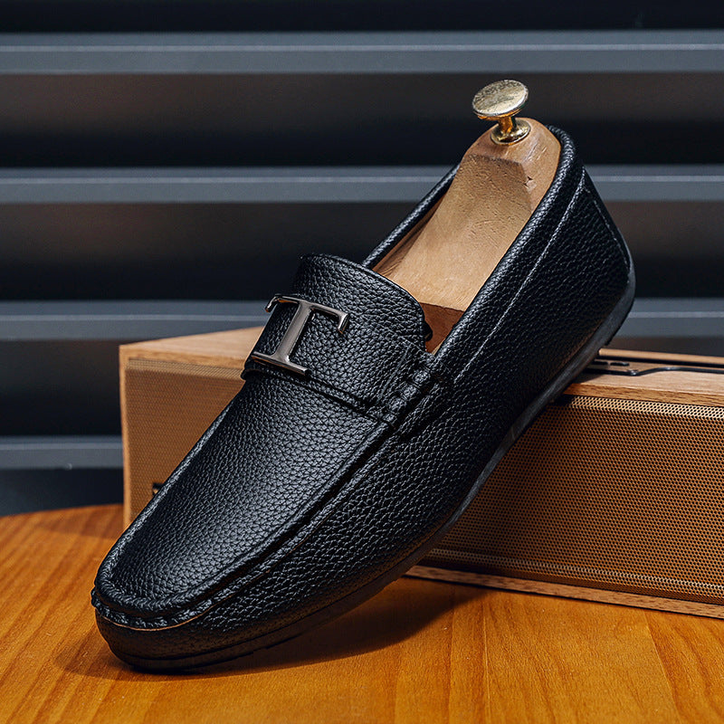 Men's Textured Pebbled Grain Leather Loafers