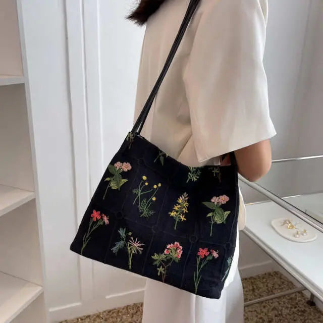 Floral Print Sweet Cotton Shoulder Messenger Bag