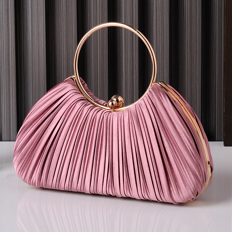 Ruched Ring Handle Clutch For Women