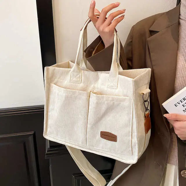 Cordoury Multi Pocket Tote Bag