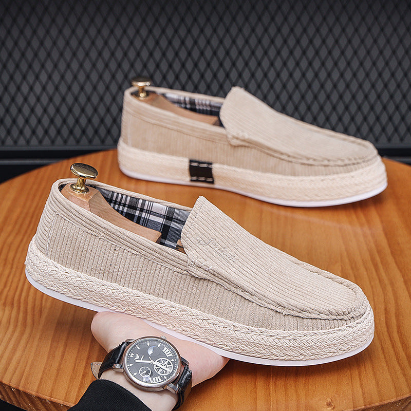 Men's Professional Corduroy Braided Slip-On Loafers