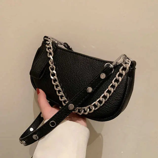 Litchi Pattern Chain Small Crossbody Bag