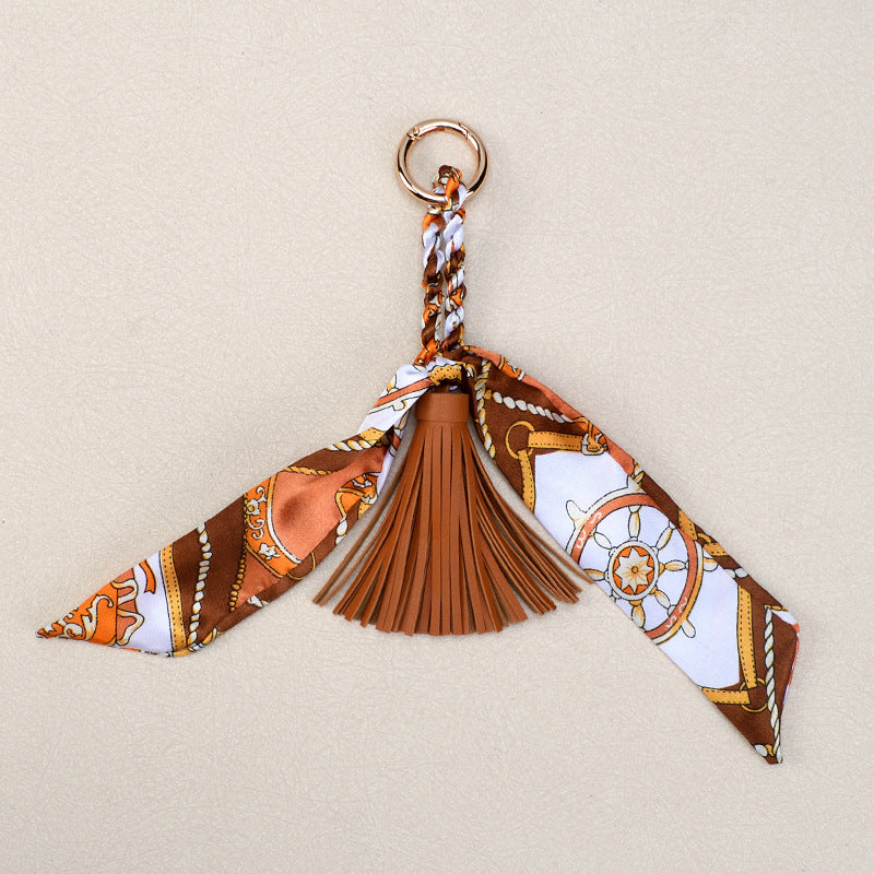 Leather Bow Tassel Bag Charm