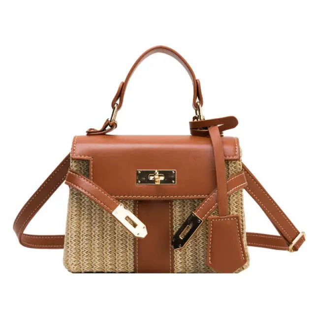 Retro Straw Woven Female Messenger Shoulder Bag