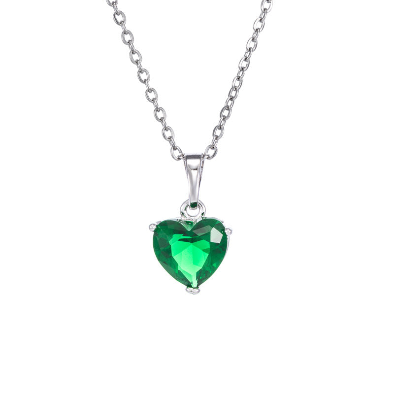 Colorful Gemstone Heart Clavicle Necklace