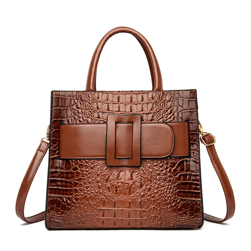 Trendy Crocodile Pattern Women's Handbag