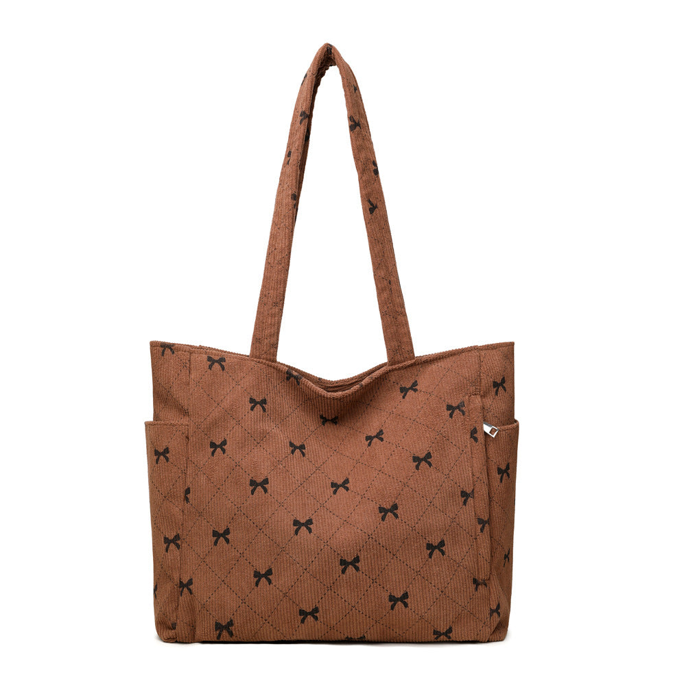 Quilted Bow Pattern Tote Bag