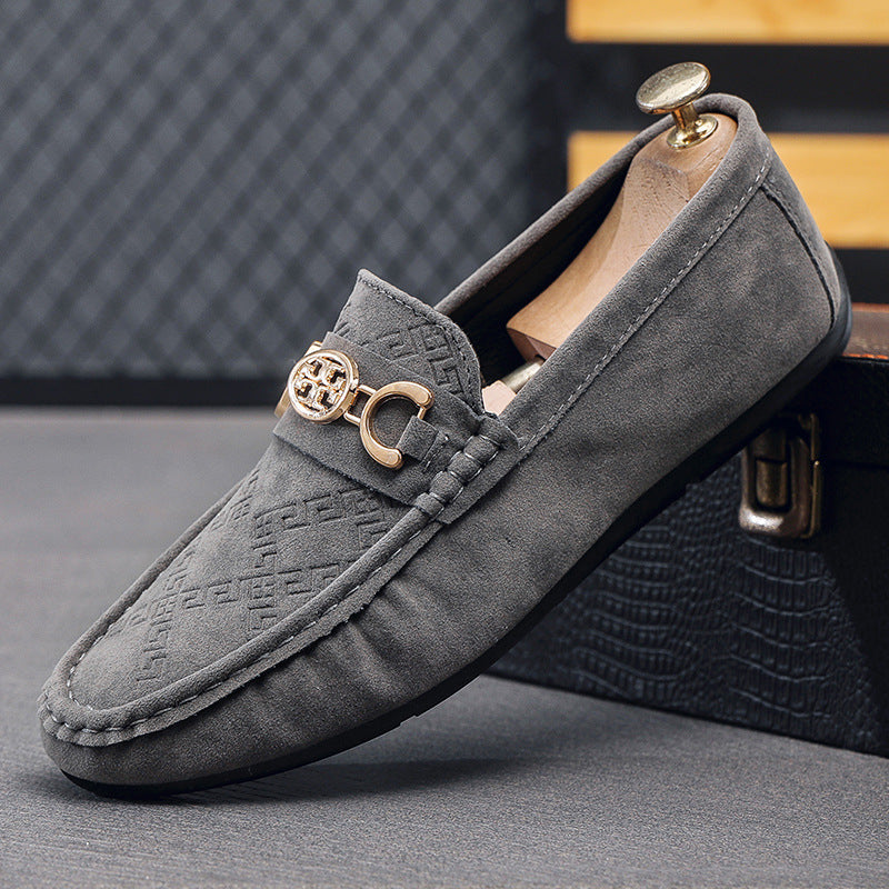 Men's Signature Patterned Suede Slip On Loafers