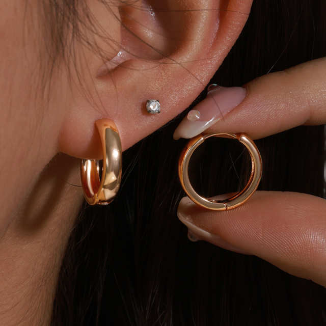 Smooth Plain Copper Alloy Hoop Earrings