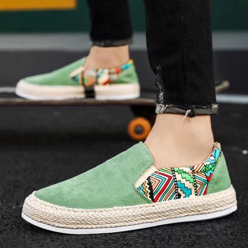 Men's Casual Geometric Print Slip-On Walking Loafers