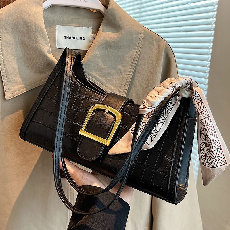 Vintage Buckle Baguette Shoulder Bag