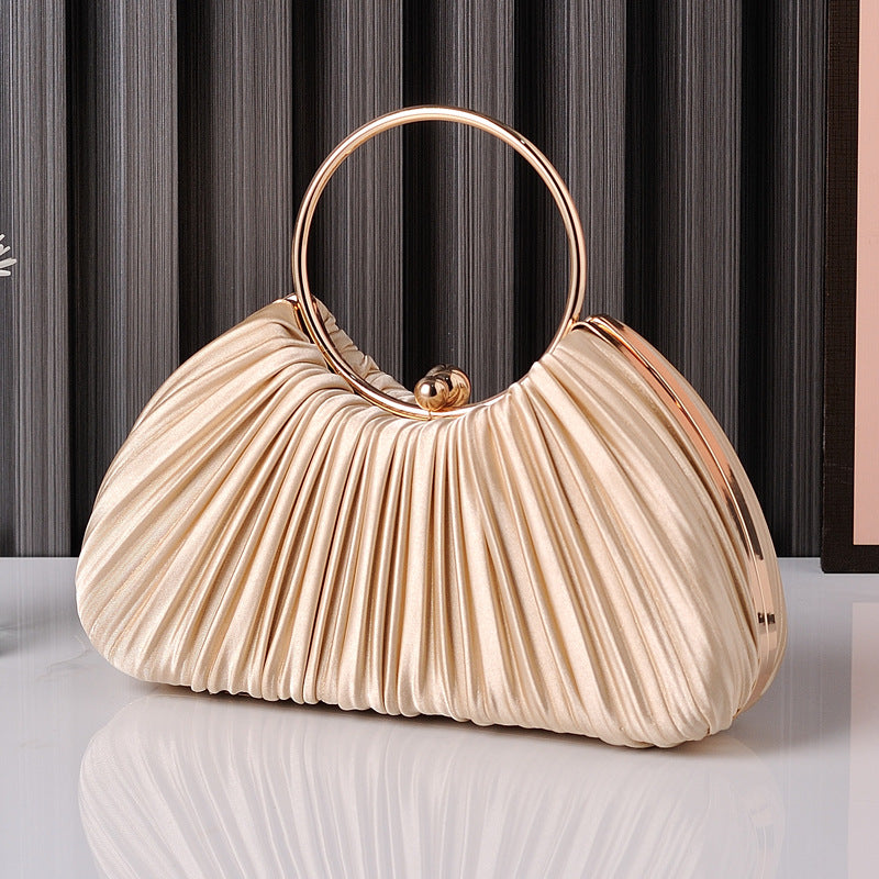 Ruched Ring Handle Clutch For Women