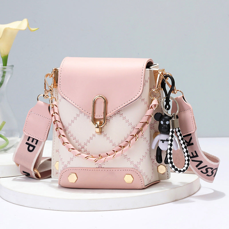 Soft Leather Chain Bucket Crossbody Underarm Bag