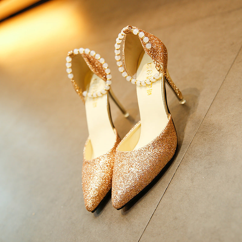 Frosted Pointed Toe Stiletto Heels