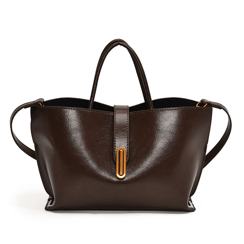 Women's Sleek Glossy Vegan Leather Handbag