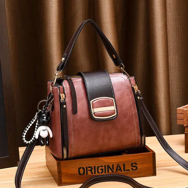 PU Leather Bucket Shoulder Bag