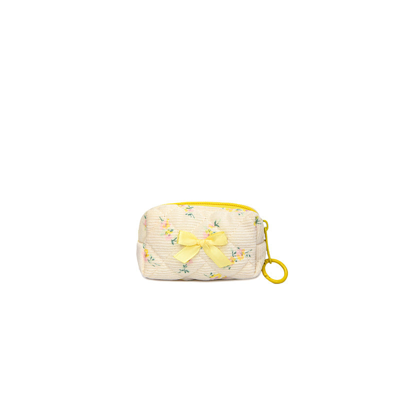 Floral Bow Mini Makeup Bag