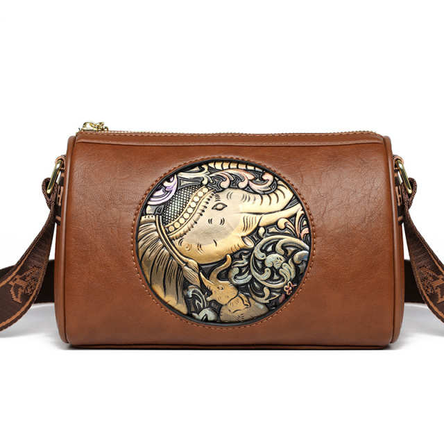 Chinese Style Embossed Retro Shoulder Crossbody Bag