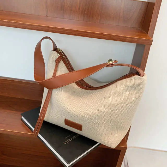 Versatile Large Capacity Canvas Underarm Shoulder Bag