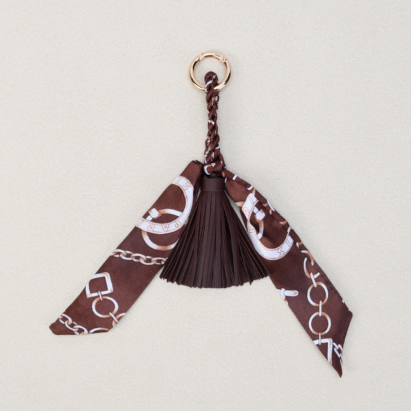 Leather Bow Tassel Bag Charm