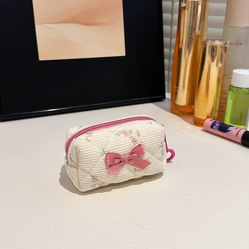 Floral Bow Mini Makeup Bag