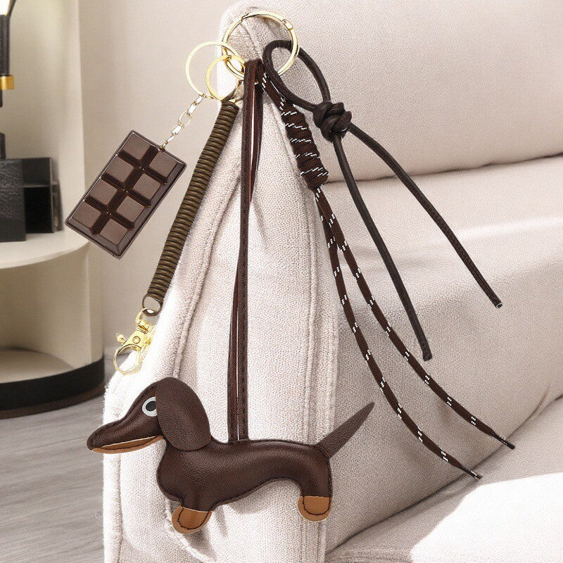 Leather Dachshund Puppy Bag Charm