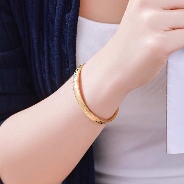 Striped Faux Gold Stainless Steel Bracelet