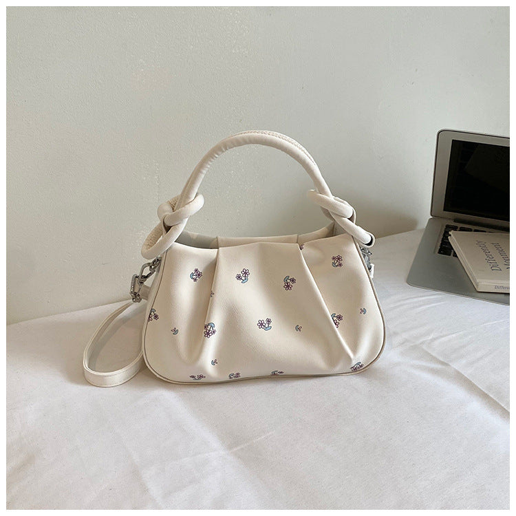 Pleated Floral Women’s Shoulder Bag
