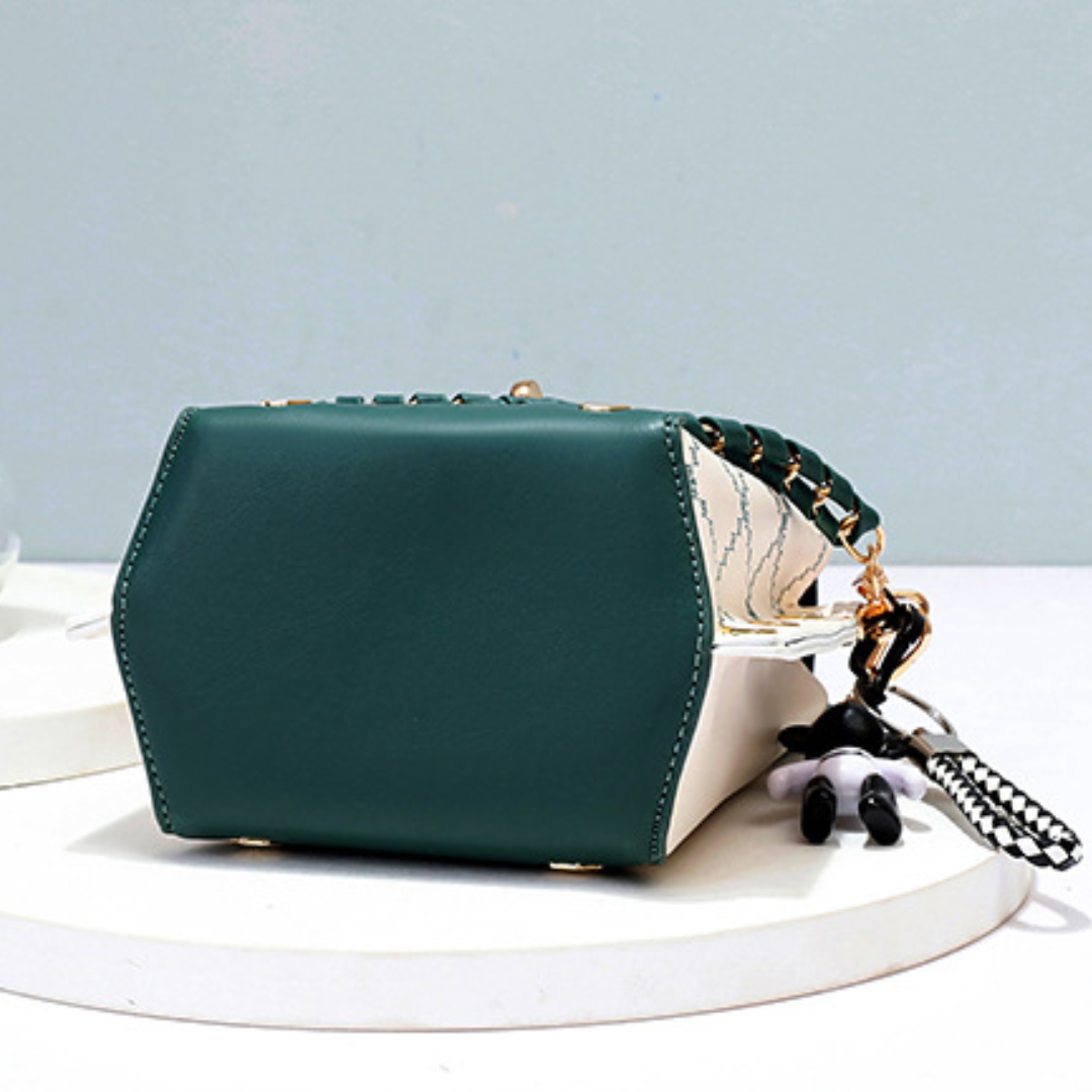 Soft Leather Chain Bucket Crossbody Underarm Bag