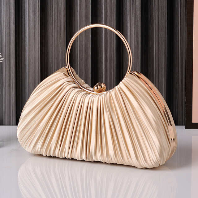 Ruched Ring Handle Clutch For Women