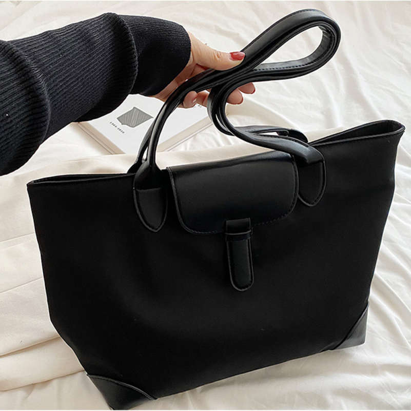 Contrast Color Oxford Cloth Commuter Canvas Tote