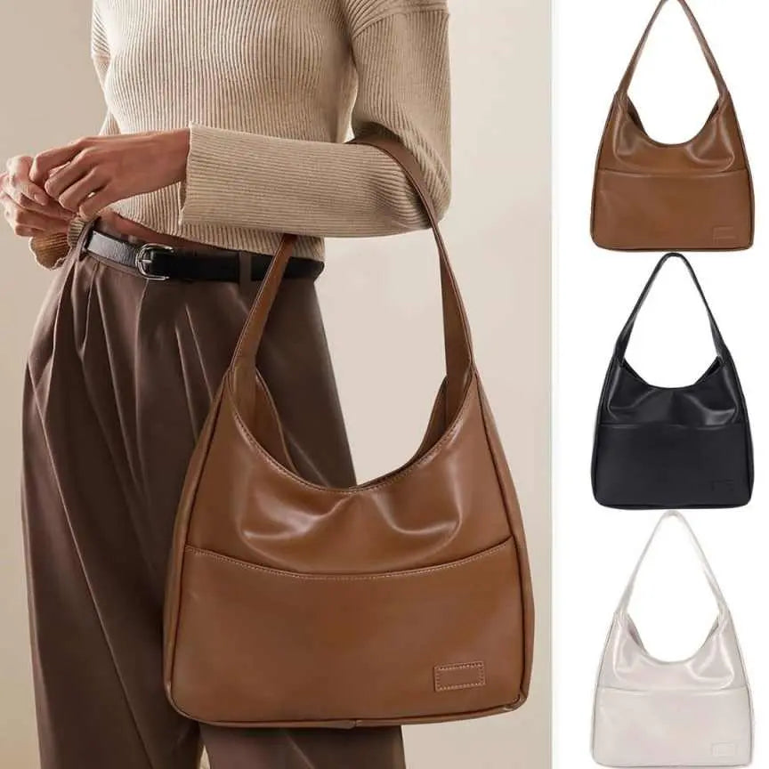 Retro Casual PU Leather Large Capacity Commuter Shoulder Bag