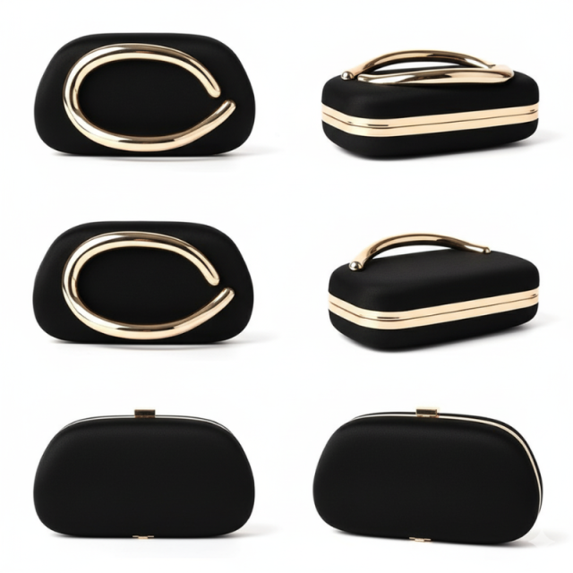 Elegant Satin Evening Clutch with Gold Arch Handle